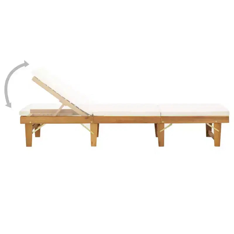 vidaXL Chaise longue Bois d'acacia massif couleur bois naturel, blanc crème