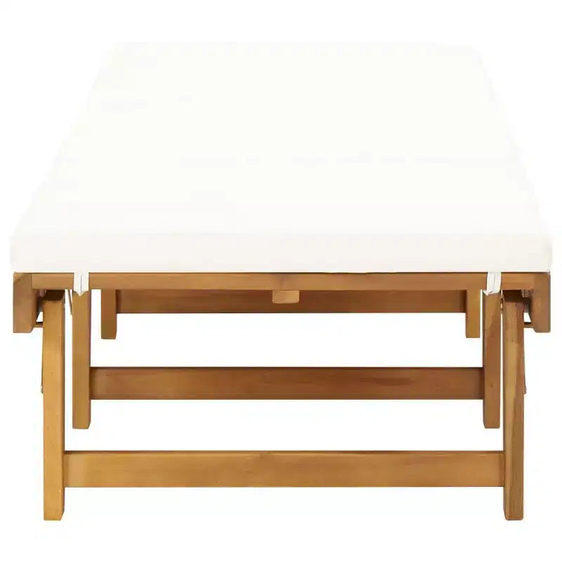 vidaXL Chaise longue Bois d'acacia massif couleur bois naturel, blanc crème
