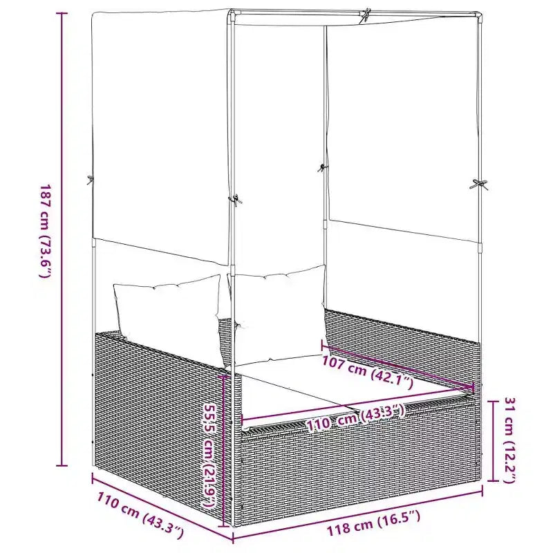 vidaXL Bain de soleil double pour patio