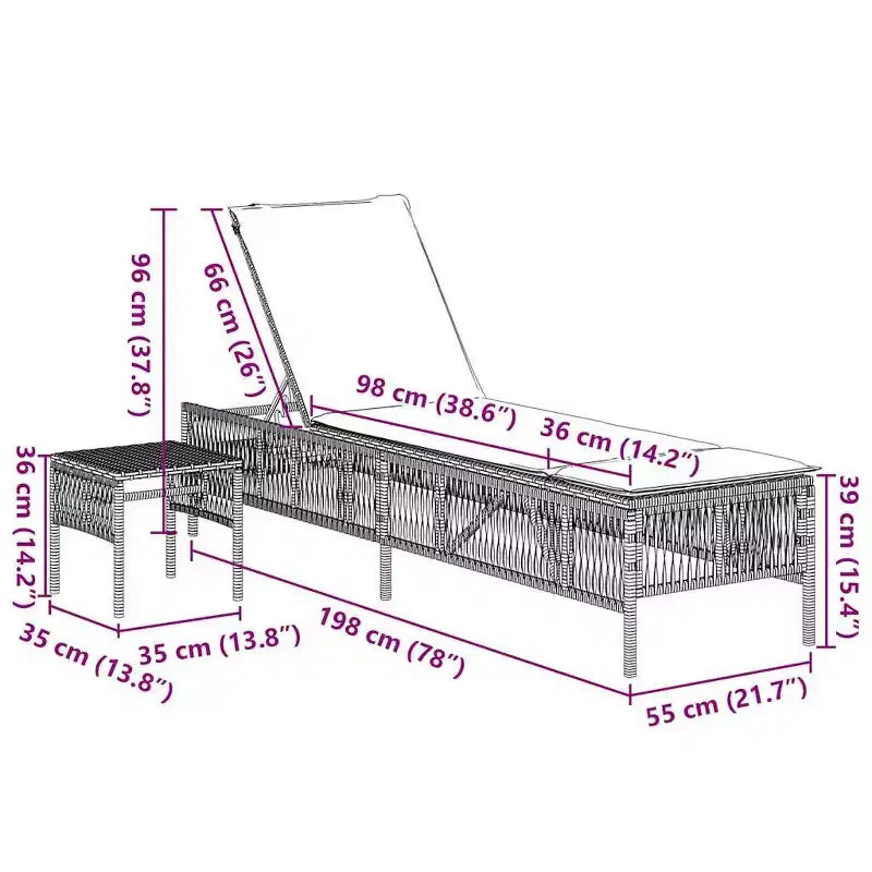 vidaXL Bain de soleil en rotin PE, acier poudré Standard