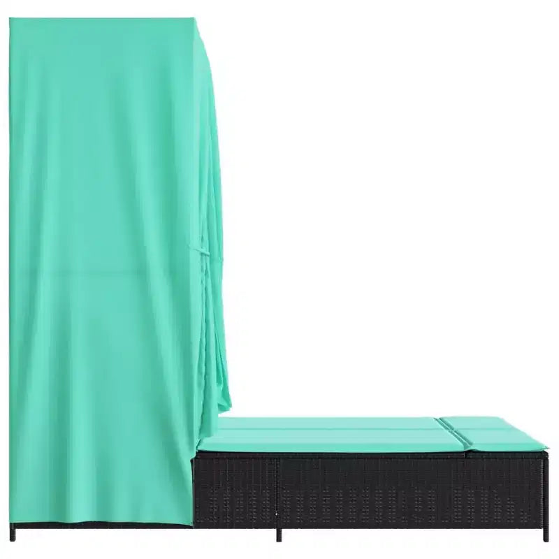 vidaXL Double Bain de Soleil avec Toit et Rideaux Résine Tressée
