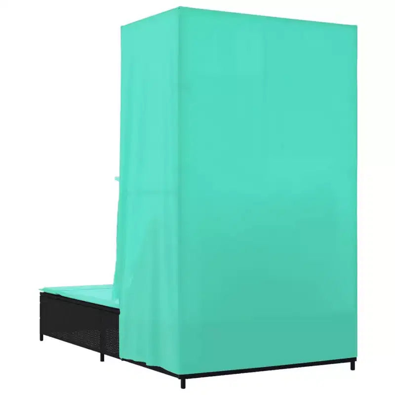 vidaXL Double Bain de Soleil avec Toit et Rideaux Résine Tressée
