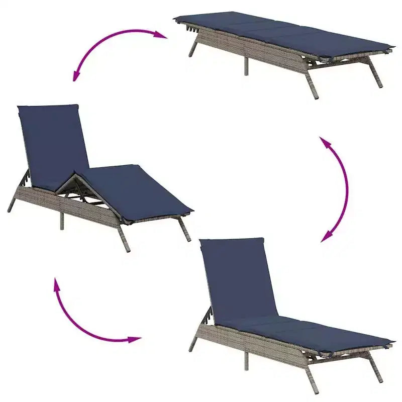 vidaXL Chaise longue de jardin en rotin PE Extra longue Repose-pieds réglables