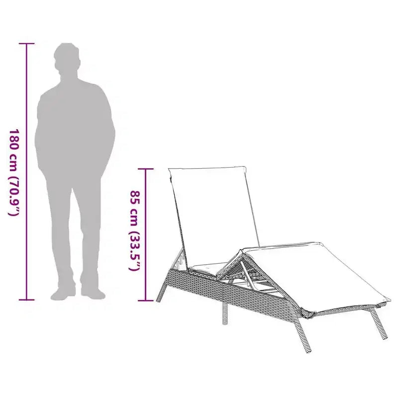 vidaXL Chaise longue de jardin en rotin PE Extra longue Repose-pieds réglables