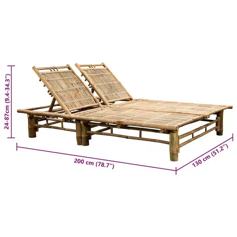 vidaXL Chaise longue Bambou naturel, (coussins)