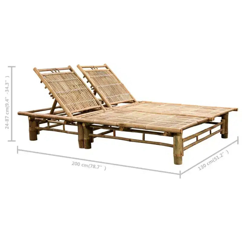 vidaXL Chaise longue Bambou naturel, (coussins)