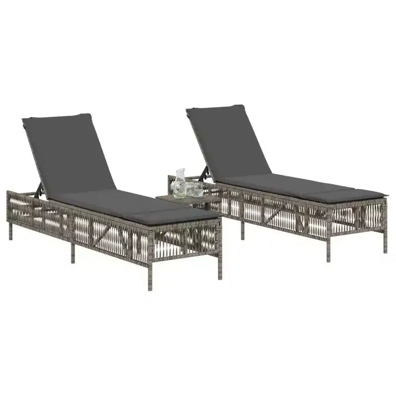 vidaXL Chaise longue grise en rotin synthétique standard avec accoudoirs réglables