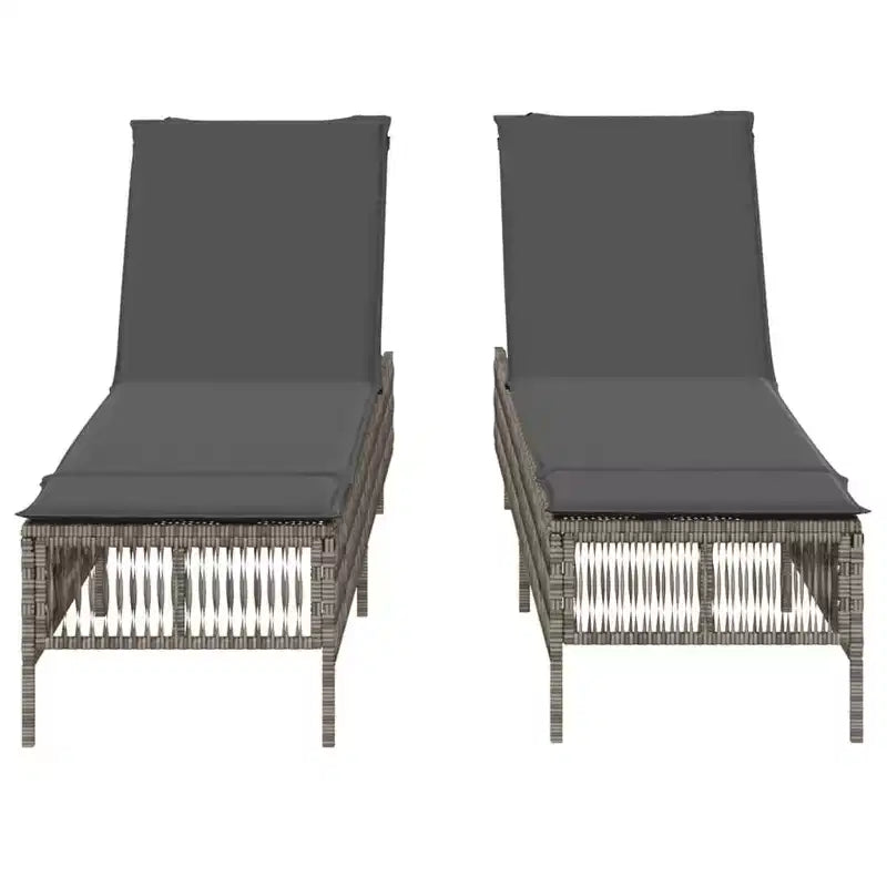vidaXL Chaise longue grise en rotin synthétique standard avec accoudoirs réglables