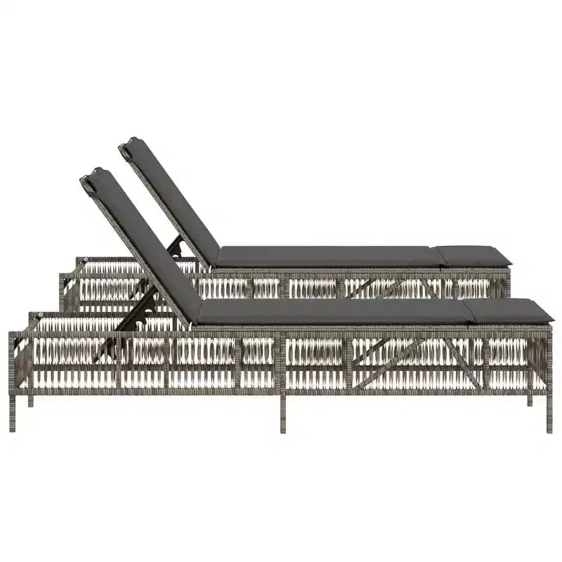 vidaXL Chaise longue grise en rotin synthétique standard avec accoudoirs réglables