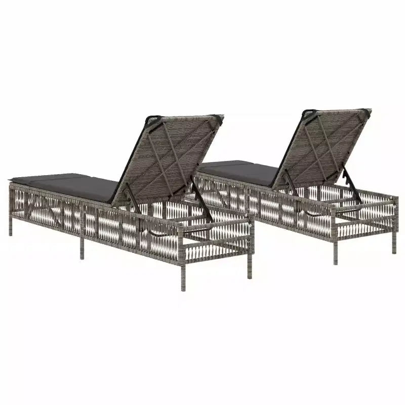 vidaXL Chaise longue grise en rotin synthétique standard avec accoudoirs réglables