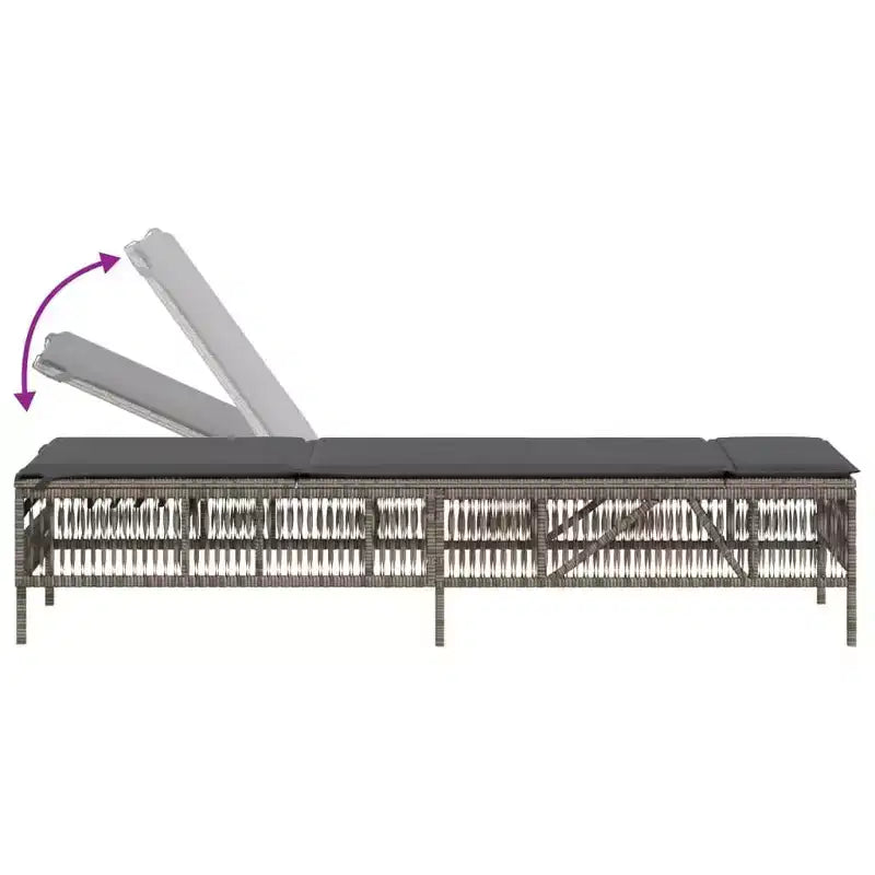 vidaXL Chaise longue grise en rotin synthétique standard avec accoudoirs réglables