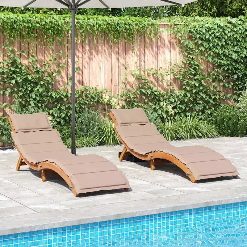 vidaXL Lot de 2 transats taupe bois d'acacia massif extra longs pliables