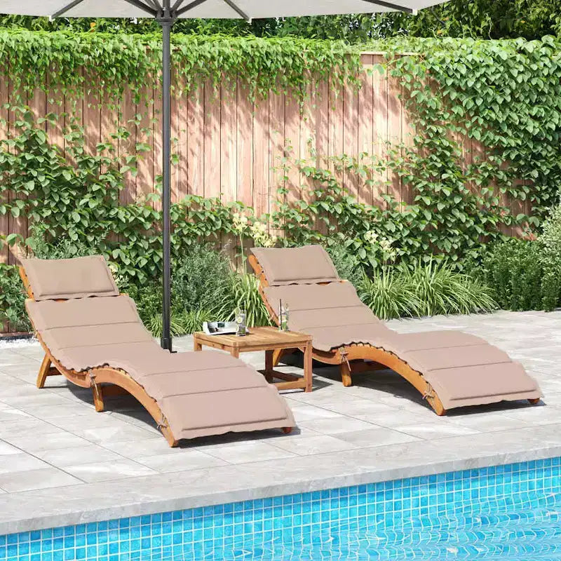 vidaXL Lot de 2 transats taupe bois d'acacia massif extra longs pliables