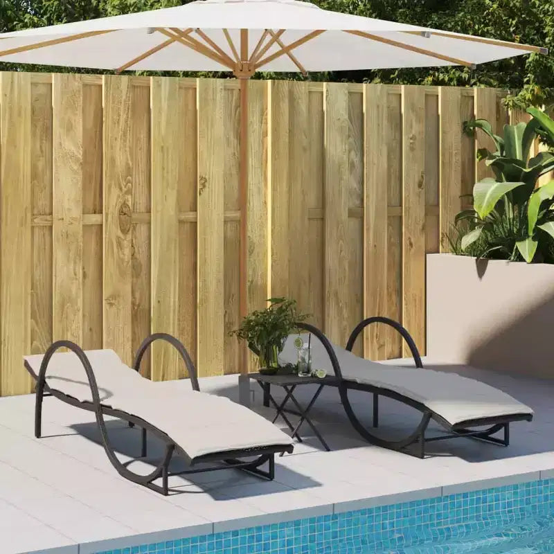 vidaXL Bain de soleil Noir, rotin PE Crème, acier thermolaqué Grand