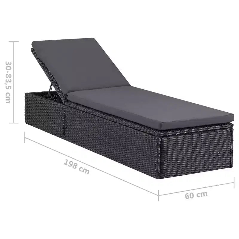 vidaXL Chaise longue et rotin PE Standard Pliable