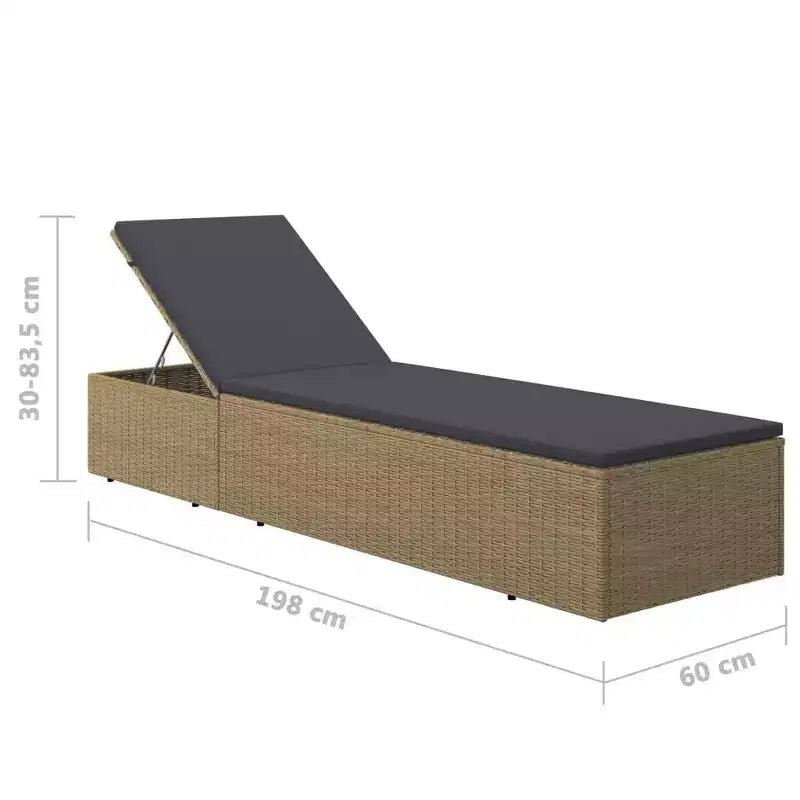 vidaXL Chaise longue et rotin PE Standard Pliable