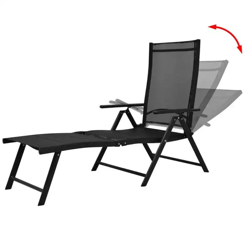 vidaXL Bain de soleil noir en aluminium grand pliable pliant bain de soleil
