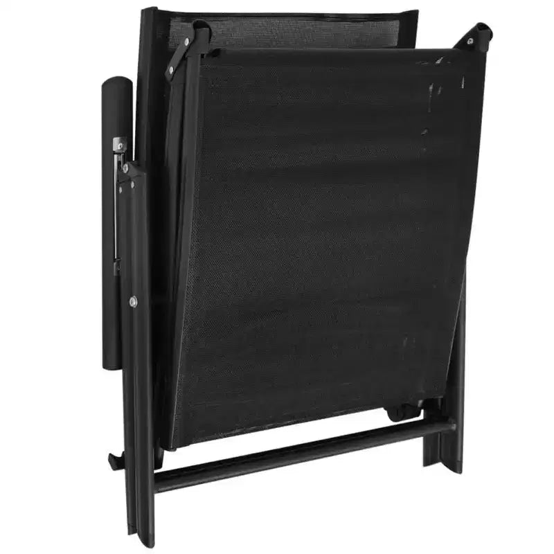 vidaXL Bain de soleil noir en aluminium grand pliable pliant bain de soleil
