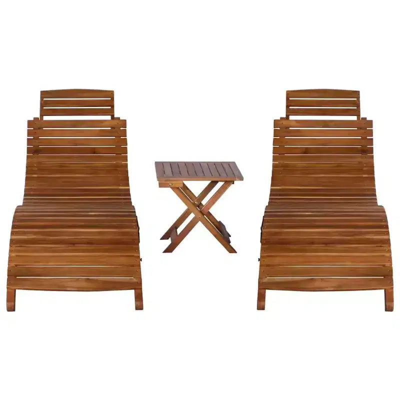 vidaXL Chaise longue avec table Bois d'acacia massif Naturel