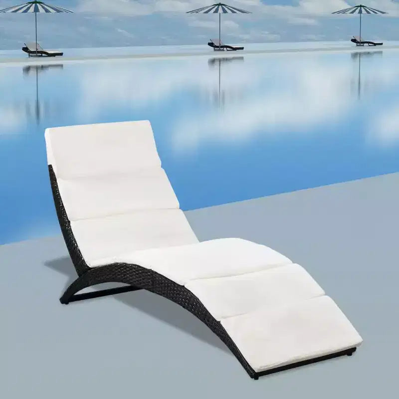 vidaXL Chaise longue Noir, Blanc crème