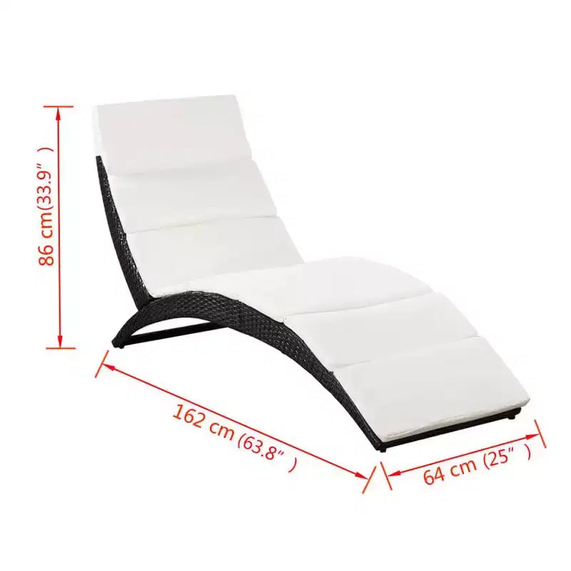 vidaXL Chaise longue Noir, Blanc crème