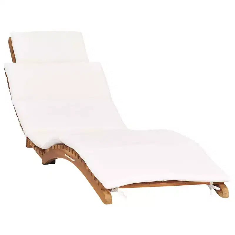 vidaXL Sunlounger Cream White Fine sanded teak hardwood Standard