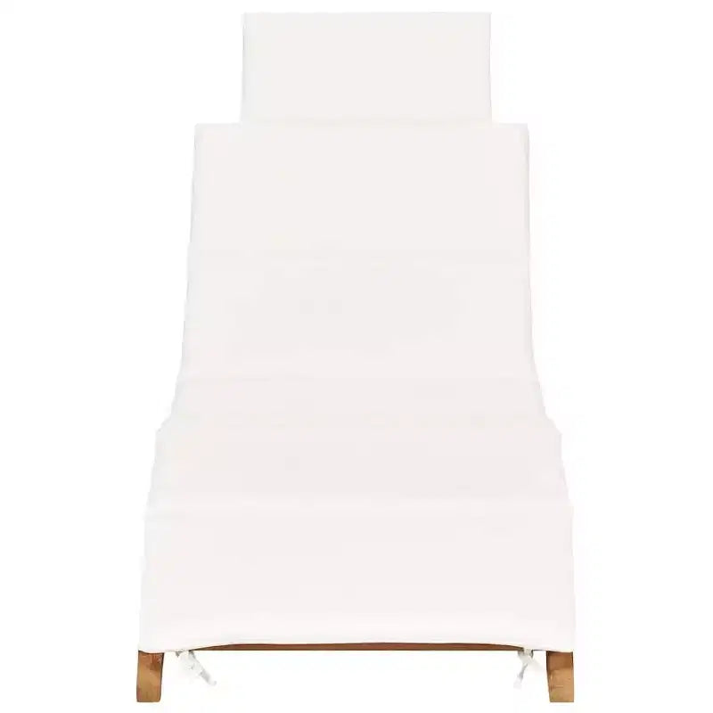 vidaXL Chaise longue crème Blanc Bois de teck finement poncé Standard