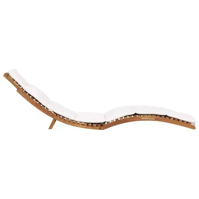 vidaXL Chaise longue crème Blanc Bois de teck finement poncé Standard