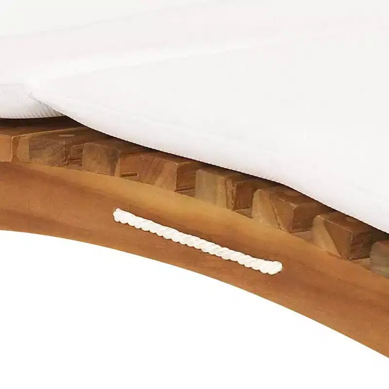 vidaXL Chaise longue crème Blanc Bois de teck finement poncé Standard