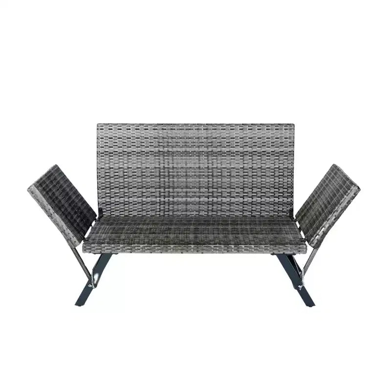 Banc extérieur pliable GDFStudio Duri moderne en acier et osier avec coussin