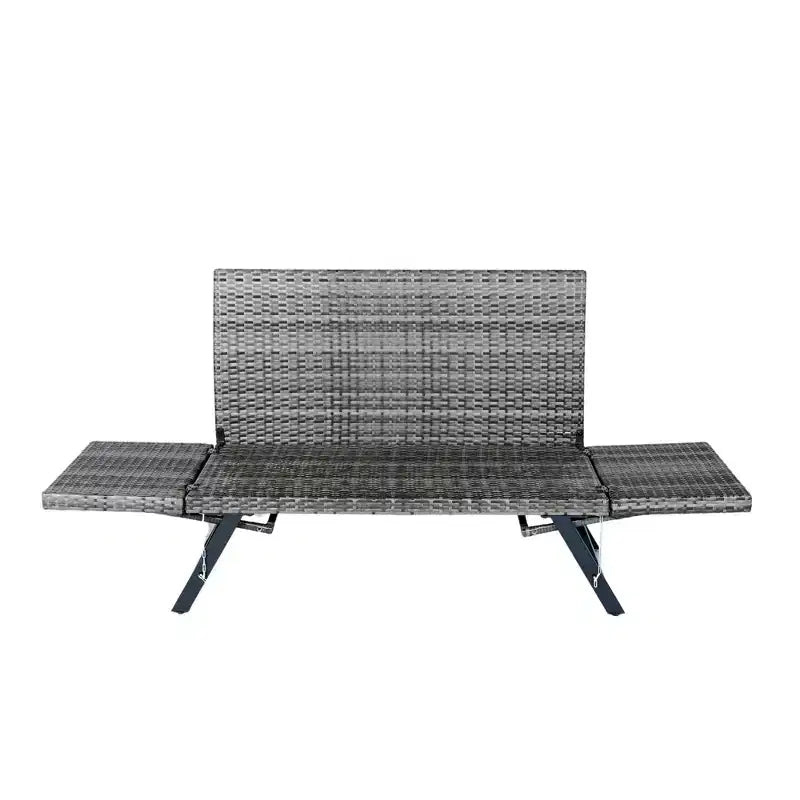 Banc extérieur pliable GDFStudio Duri moderne en acier et osier avec coussin