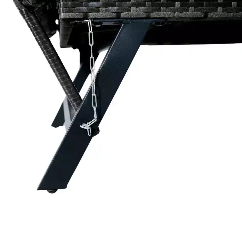 Banc extérieur pliable GDFStudio Duri moderne en acier et osier avec coussin