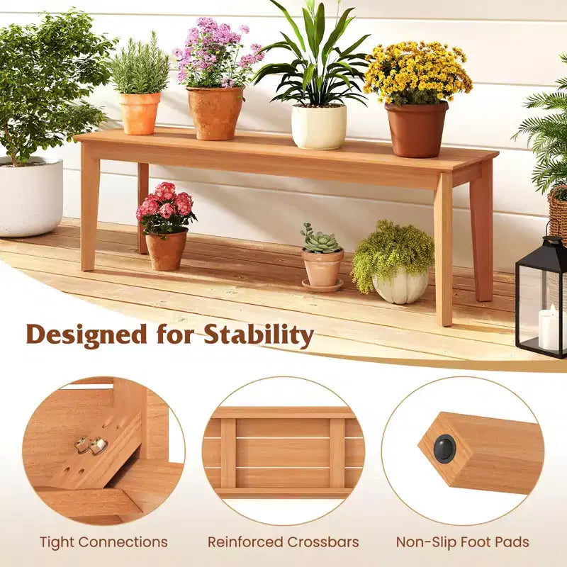 Costway Lot de 2 bancs en teck de 55 po, sans dossier, pour 3 personnes, capacité de 880 lb