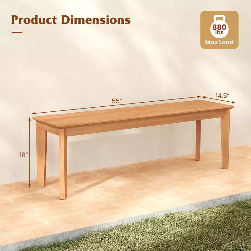 Costway Lot de 2 bancs en teck de 55 po, sans dossier, pour 3 personnes, capacité de 880 lb