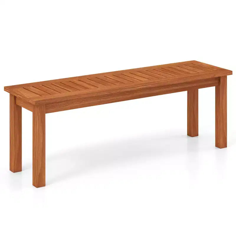 Costway 1/2 PCS 2-Person Outdoor Wood Bench with Slatted Seat, Front Porch Dining Seating Furniture