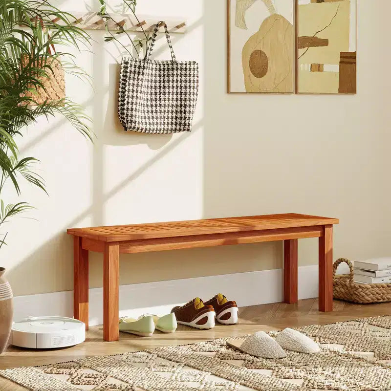 Costway Banc extérieur en bois pour 2 personnes avec assise à lattes, mobilier de salle à manger pour véranda avant, 1/2 pièces