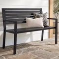 Best Choice Products Outdoor Metal Bench Patio Garden Bench, 790lb Capacity, Steel Slatted Seat with Armrests