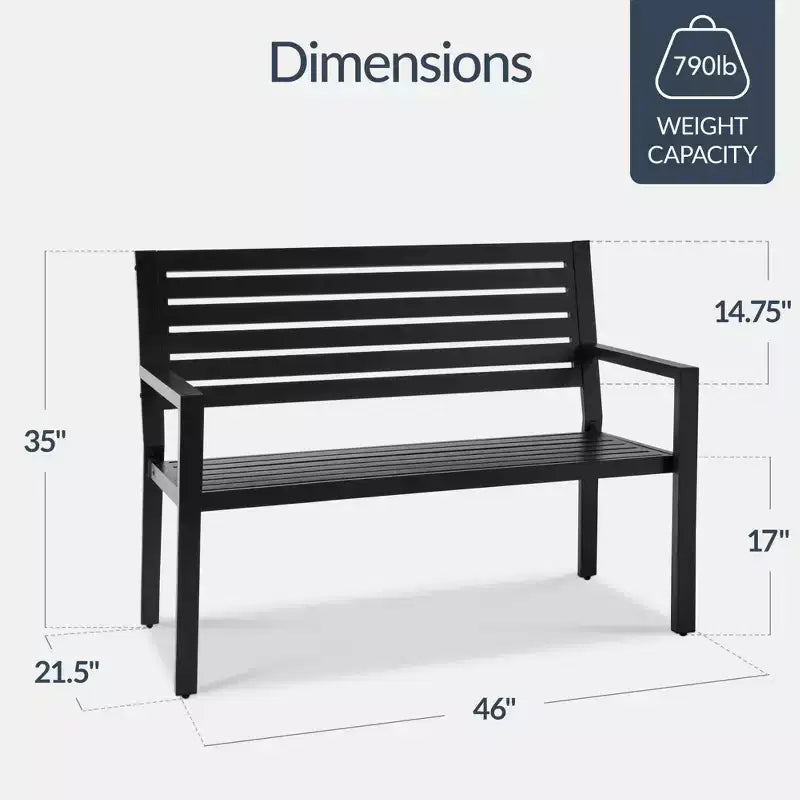 Best Choice Products Banc d'extérieur en métal, banc de jardin avec capacité de 358 kg, assise à lattes en acier avec accoudoirs