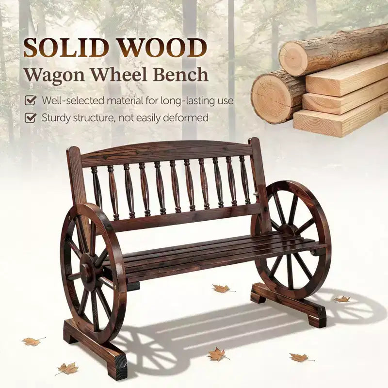 Karl Home | Banc de patio en bois massif d'inspiration chariot rustique