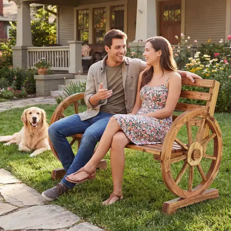 Karl Home | Banc de terrasse en bois d'inspiration « vintage wagon »