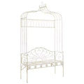 vidaXL Garden Bench Antique White Wrought Iron Standard Garden Bench