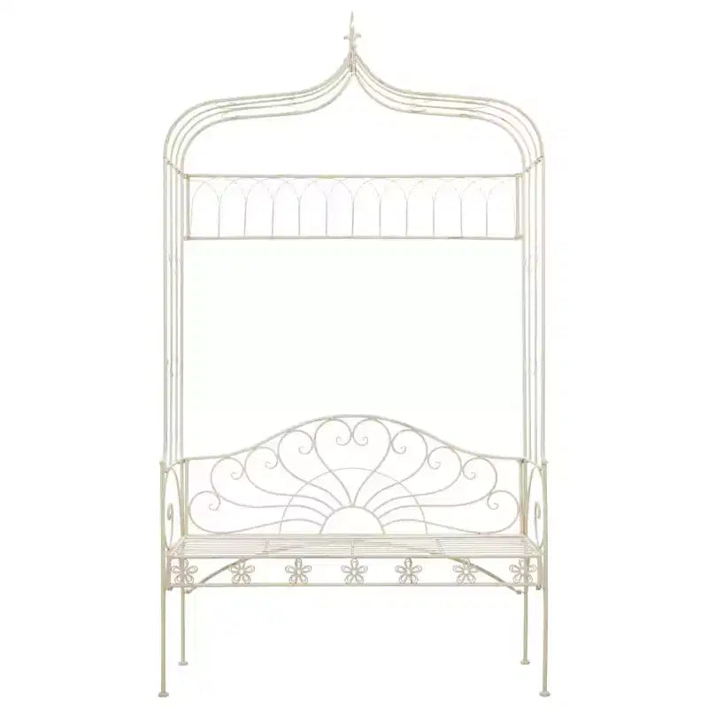 vidaXL Banc de jardin blanc antique en fer forgé Banc de jardin standard