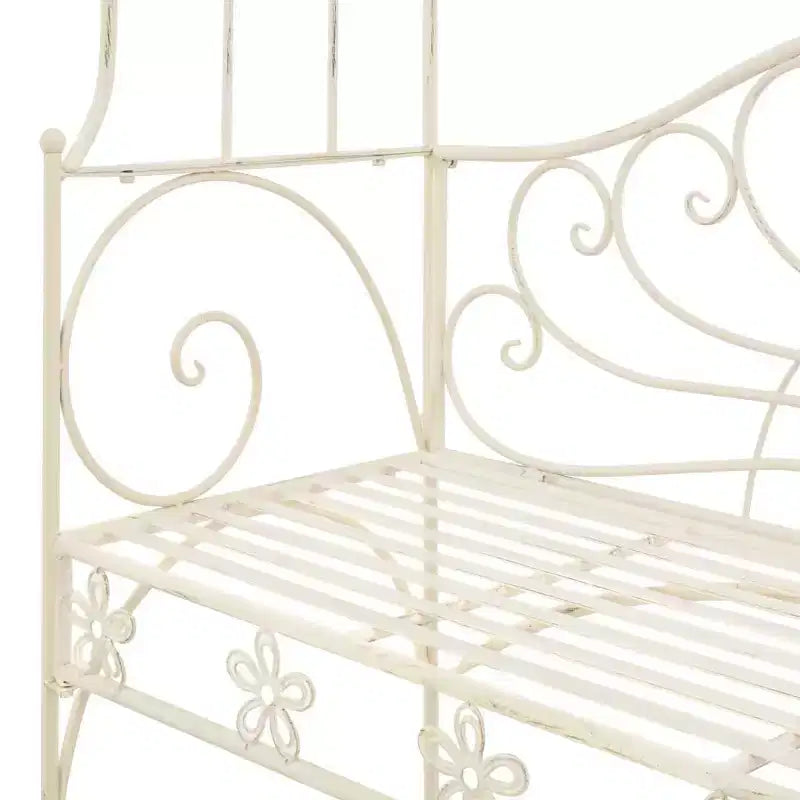 vidaXL Banc de jardin blanc antique en fer forgé Banc de jardin standard