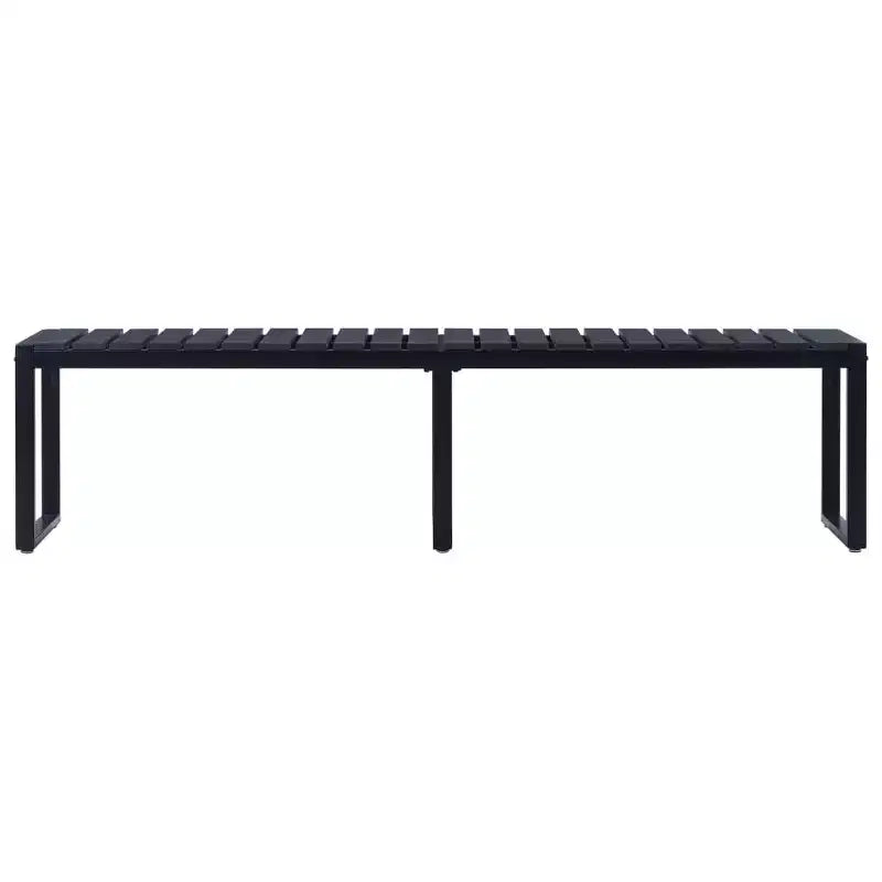 vidaXL Banc de jardin noir avec planche PS, 180 cm de large, banc de jardin durable