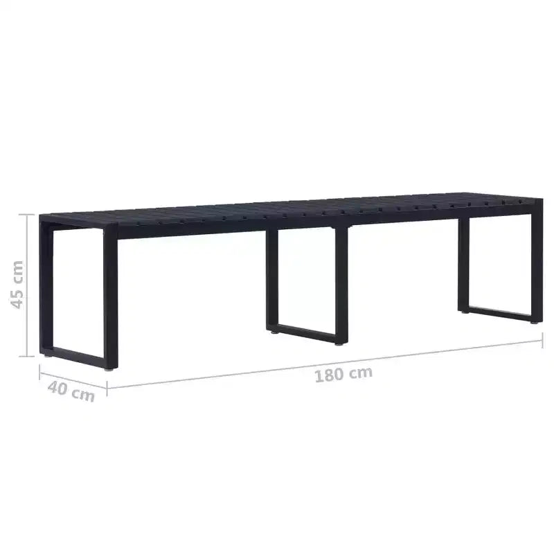 vidaXL Banc de jardin noir avec planche PS, 180 cm de large, banc de jardin durable