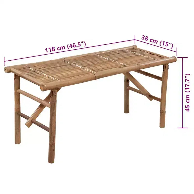 vidaXL Banc de jardin bambou 118 cm pliable rectangulaire