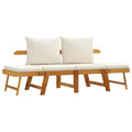 vidaXL Garden Bench Cream white Solid Acacia wood 2-in-1 adjustable