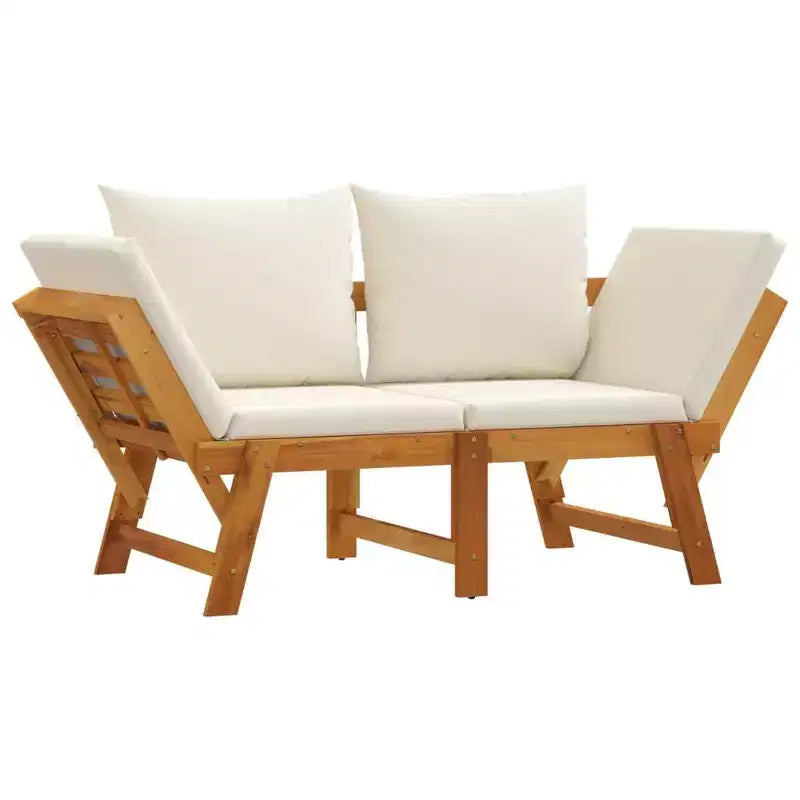 vidaXL Banc de jardin crème blanc bois d'acacia massif 2-en-1 réglable