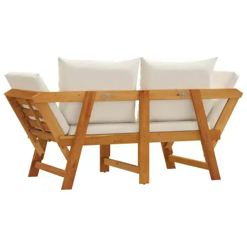 vidaXL Banc de jardin crème blanc bois d'acacia massif 2-en-1 réglable