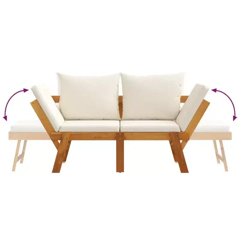 vidaXL Banc de jardin crème blanc bois d'acacia massif 2-en-1 réglable
